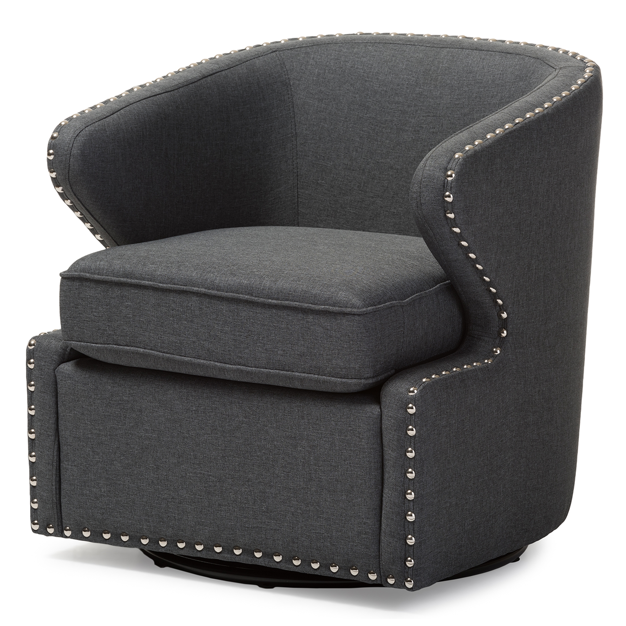 Finley Mid-Century Modern Fabric Upholstered Round Swivel Lounge Chair